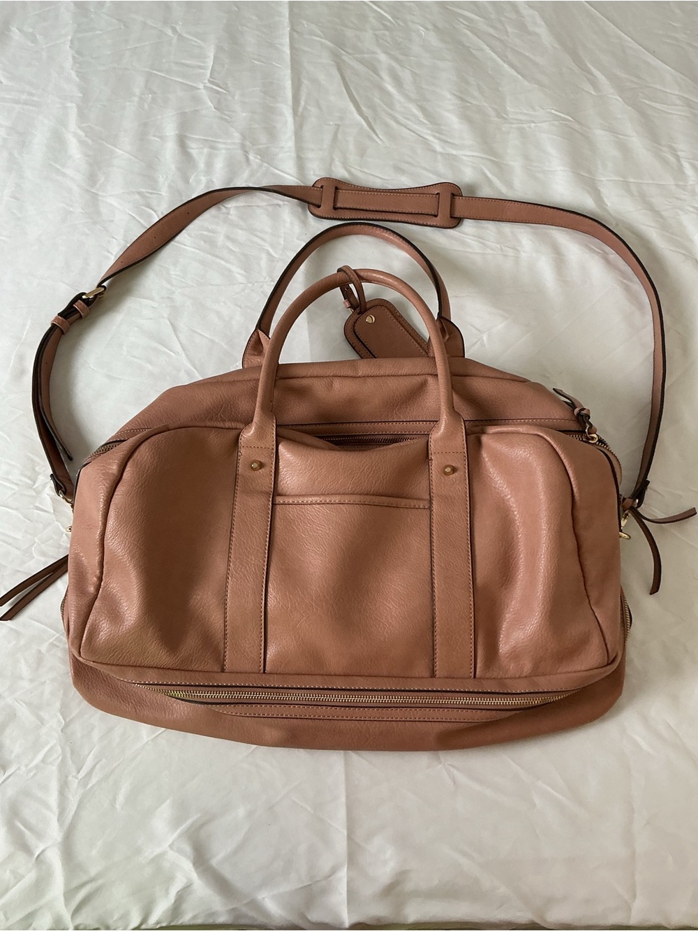 Sole Society Blush Pink Vegan Pebbled Leather Weekender Duffle Bag